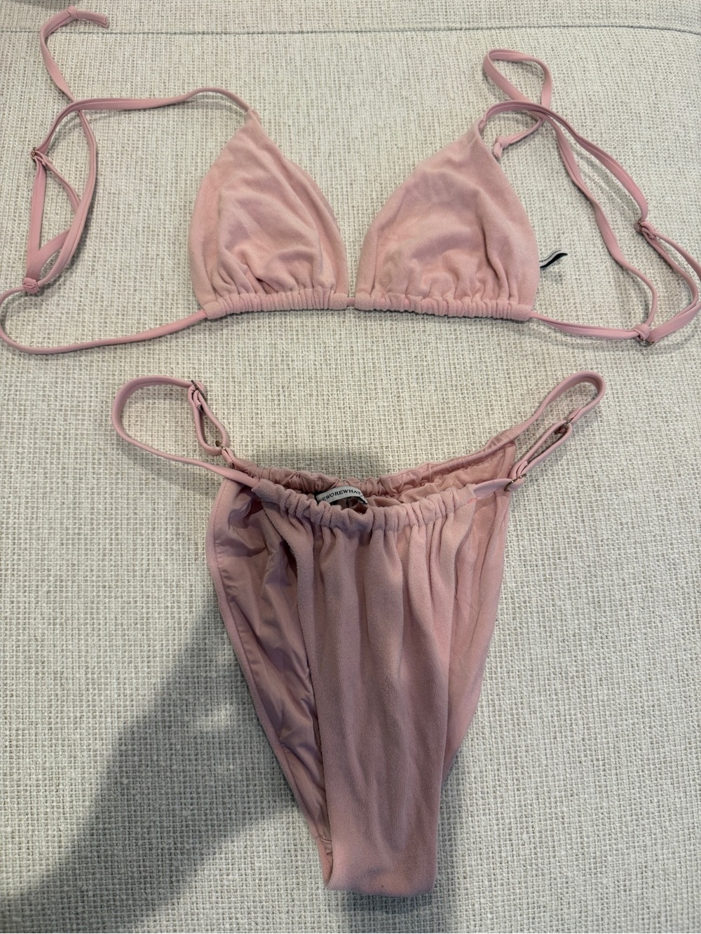 WeWoreWhat Terry Triangle Top & Adjustable Ruched Bottom